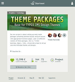 Startnext crowdfunding campaign for TYPO3 Theme Packages